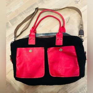 Large Canvas leather Shoulder Bag Tote Bag cross Body Bag